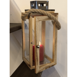 HOLZ-LATERNE XXL MIT GAS UND METALLDACH 2 ER SET (15613089) - Restposten.de