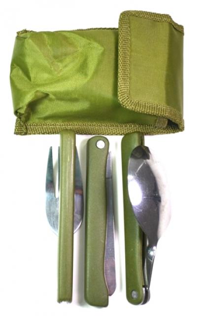 Camping Besteck Messer Kabel Löffel inkl. Tasche