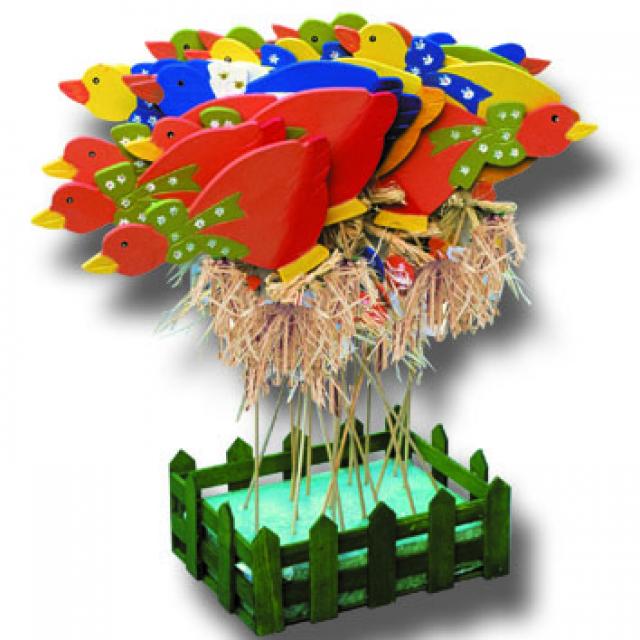 Holzstecker Blumenstecker, Gans, im Display,Deko für Herbst, Winter ,Terrasse, Balkon, Garten Outdoor