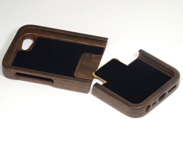 t4c Echtholz Walnuss Cover für iPhone 5 - Holz Hülle Case Hardcase Handy Schale