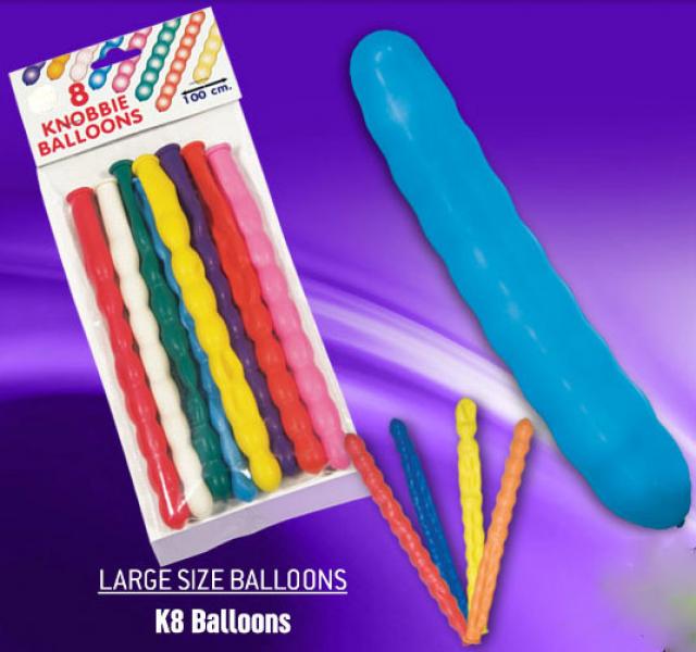 8 Knobbles Luftballons, farblich sortiert f. Party Geburtstag Deko