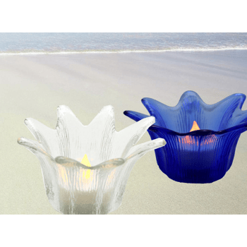 Windlicht aus Glas für Teelicht, Deko f Urlaub, Camping ...