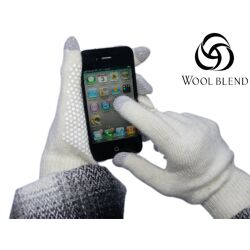 SANDBERG Touchscreen Handschuhe mit Noppen Stoff Handschuh Weiß für alle Handys
