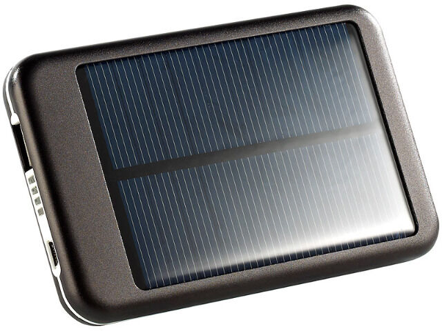 Solar-Powerbank mit 4400 mAh für iPad, iPhone, Navi, Smartphone
