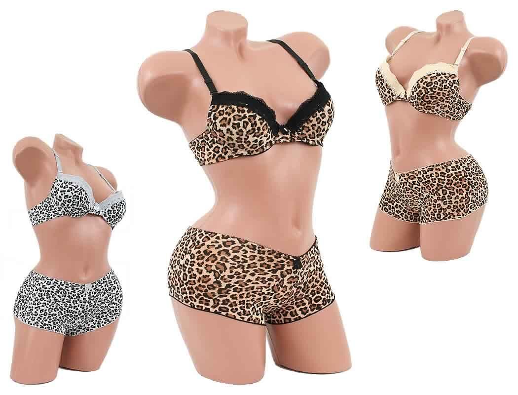 100 Push Up BH Sets Tiger Leopard Panty Hot Pant Farbig nur 2,29 Euro
