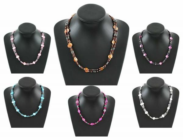 360 Magnetketten Halsketten Perlen Kette mit Strass Steinchen NEU nur 0,80 Euro