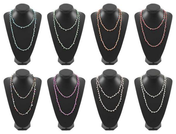 Damen Halsketten Halsschmuck Bunte Steine Extralang nur 2,40 Euro