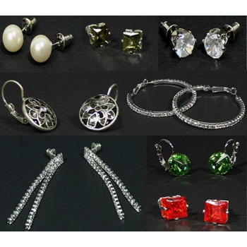 Gemischter Posten von über 200 Paar Ohrringen Ohrsticker Strass Perlen