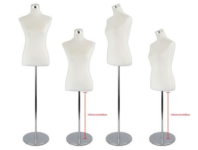 Torso Dame Schneider Büste Schneiderpuppe Ständer Weiß Höhenverstellbar