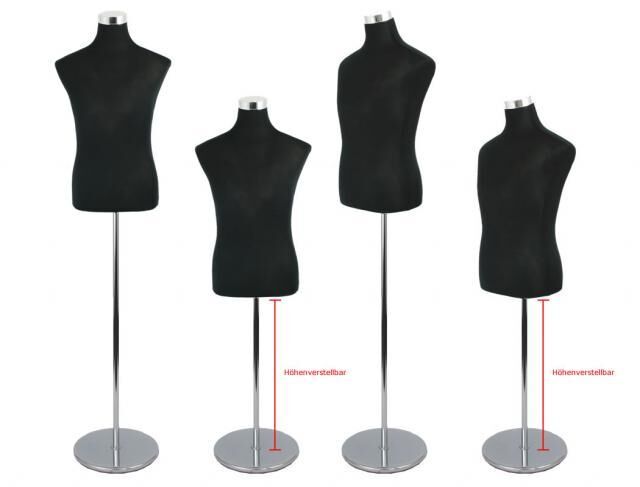 Torso Mann Schneider Büste Schneiderpuppe Ständer Black Höhenverstellbar