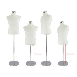 Torso Mann Schneider Büste Schneiderpuppe Ständer Weiß Höhenverstellbar