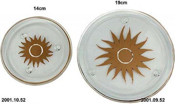 Glasteller Sonne gold f. Weihnachten ,Gebäck