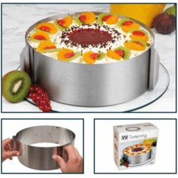 CHG Edelstahl Tortenring mit Skala 8,5cm hoch 16-30cm rostfrei