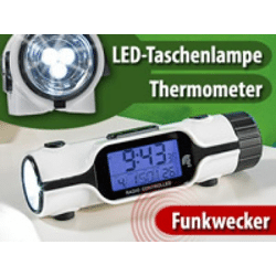 Pearl 3in1 LCD-Funkwecker mit Thermometer und Lampe