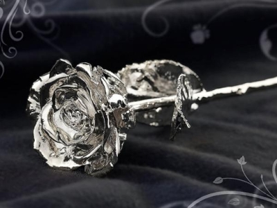 St. Leonhard echte Rose mit echtem Silber überzogen 28cm