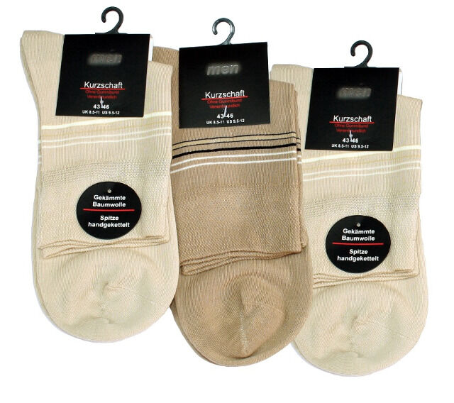 Kurz Socken gekämmte Baumwolle, ohne Gummi, handgekettelte spitze im 3er Pack