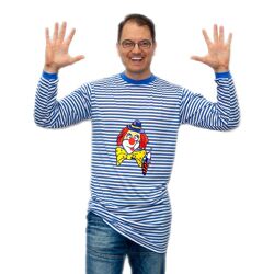 Clown Shirt Ringelhemd blau-weiß Karneval Fasching