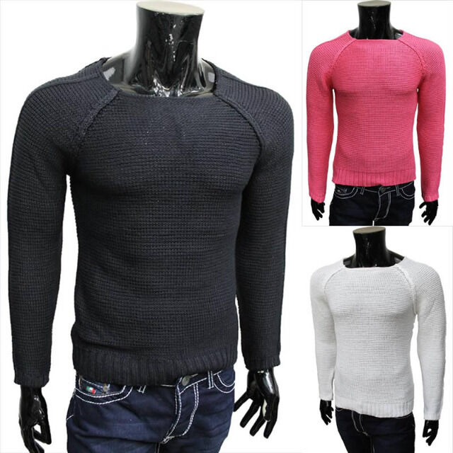 Herren Strick Pullover Langarm Shirts Oberteil