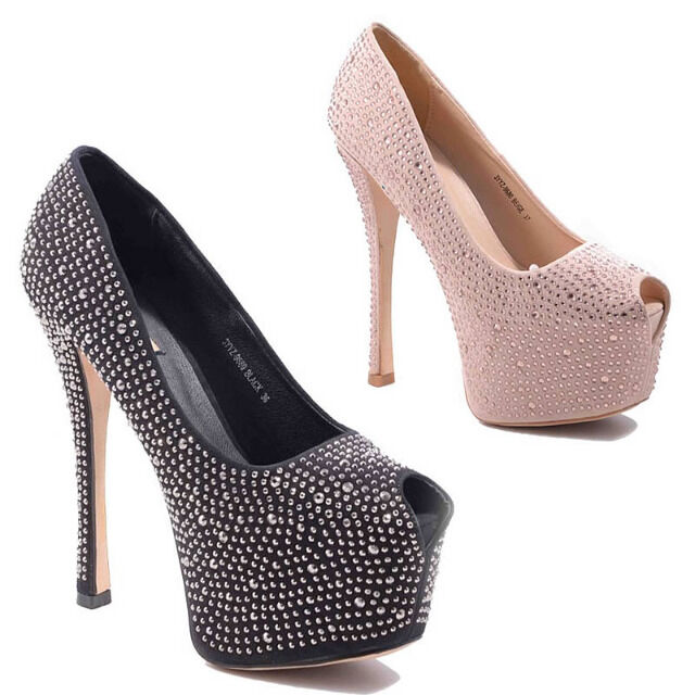 Damen Pumps Glitzer High Heels Schuhe