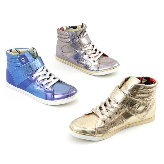 Freizeit Schuhe Sneaker Boots Glanz Optik