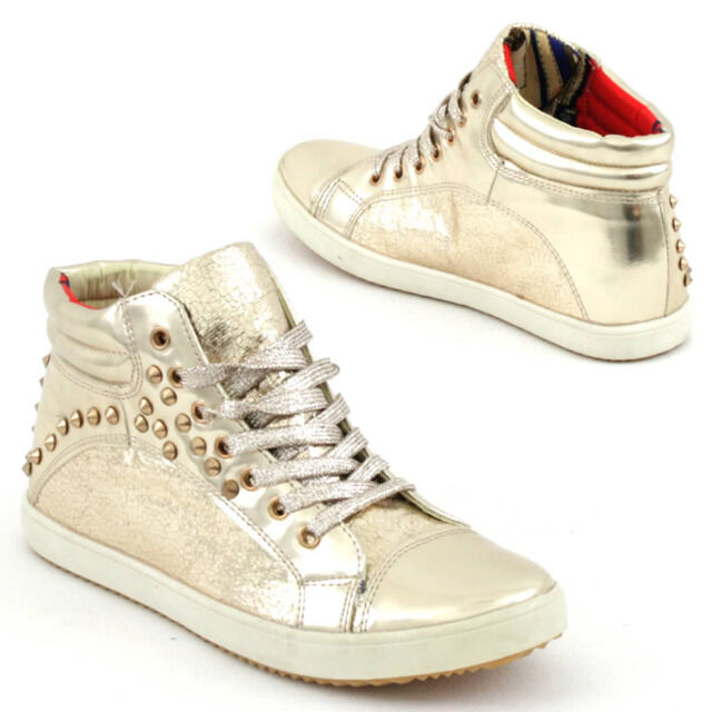 Freizeit Schuhe Sneaker Boots Glanz Optik