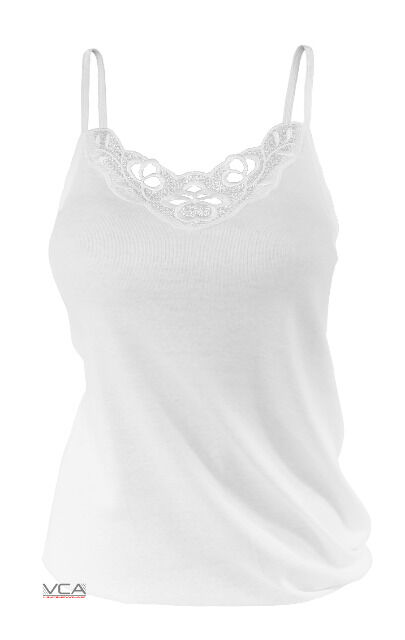 Yenita® Damen Unterhemd in weiss mit Spitze und Spaghetti-Trägern - Doppelpack
