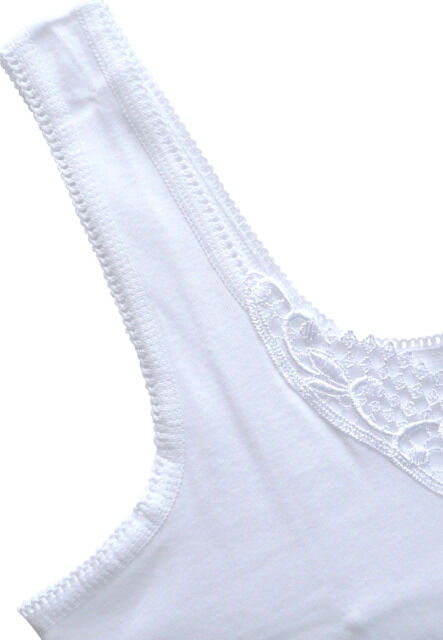 Yenita® Damen Unterhemd in weiss mit Spitze und breiten Trägern - Doppelpack