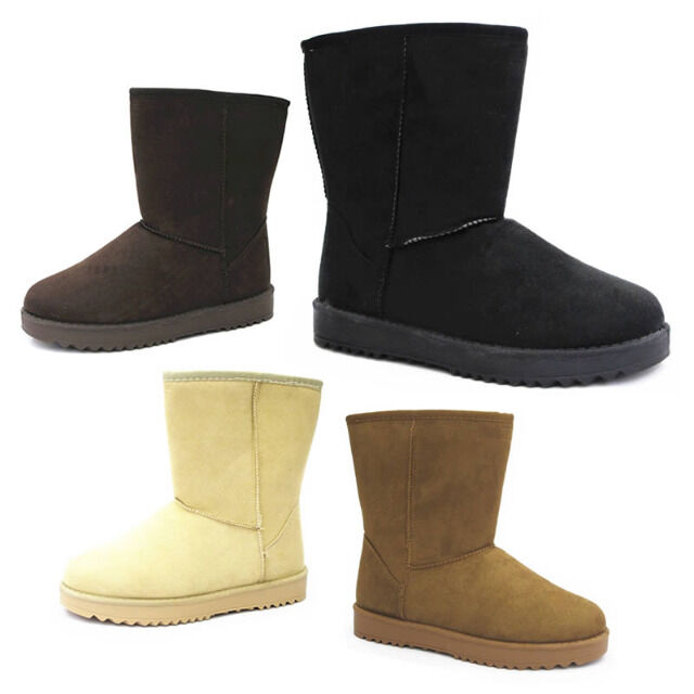 Damen Fell Herbst Winter Stiefel Schuhe Boots