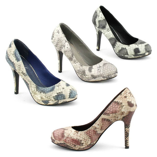 Damen Pumps High Heels Schuhe Lederoptik