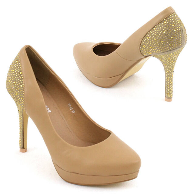 Damen Pumps High Heels Schuhe Lederoptik