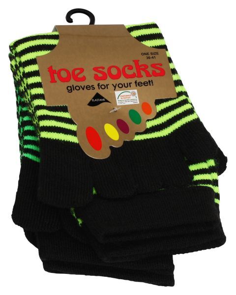 Bunt geringelte Zehensocken in NEON Farben