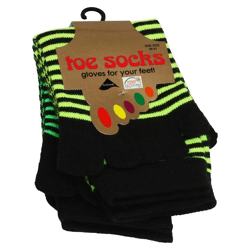 Bunt geringelte Zehensocken in NEON Farben