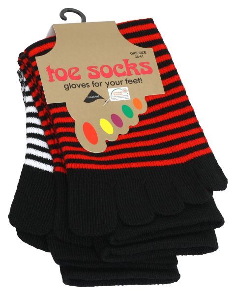 Bunt geringelte Zehensocken in NEON Farben