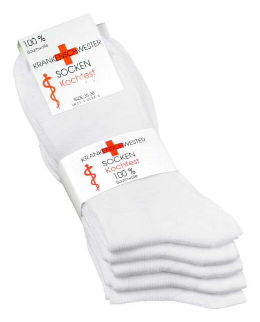 Damen SCHWESTERN-Socken 100% Baumwolle mit 1:1 Rippe