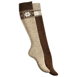 Damen Woll-Kniestrümpfe mit Eiskristallmuster
