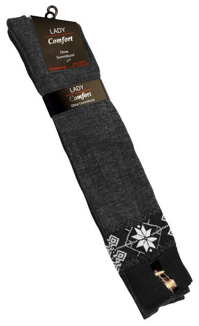 Women's wool knee-high socks with ice crystal pattern