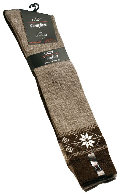 Damen Woll-Kniestrümpfe mit Eiskristallmuster