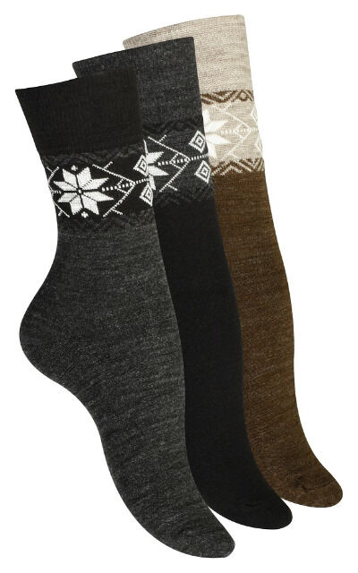 Damen Woll-Socken mit Eiskristallmuster 