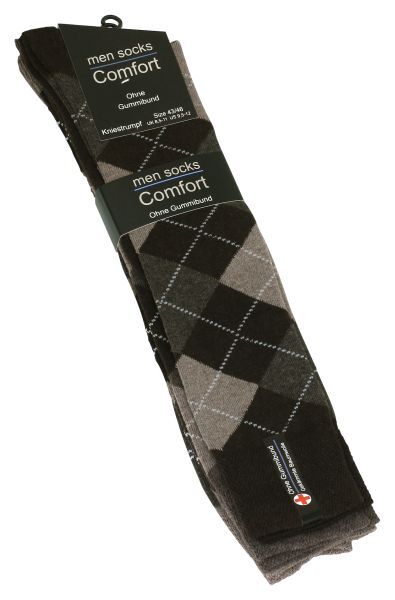 Herren Baumwoll-Kniestrümpfe ohne Gummibund mit Rauten-Muster