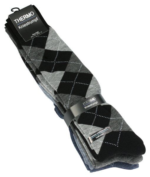 Herren Vollfrottee THERMOkniestrümpfe mit Rautenmuster