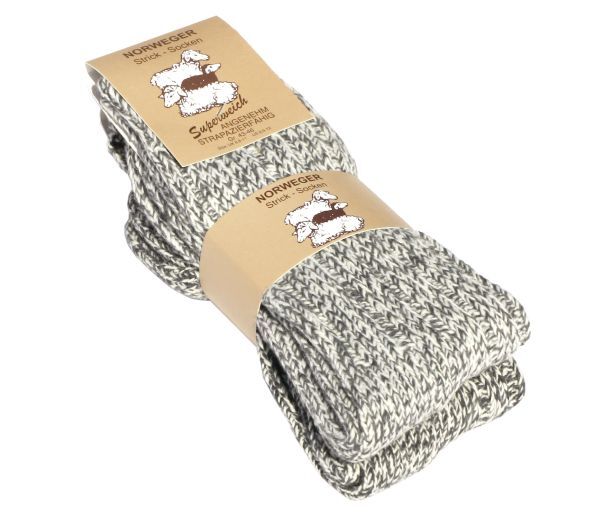 Unisex Norwegian chunky knit socks with wool in gray