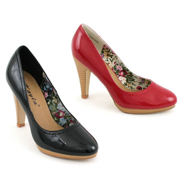 Damen Pumps High Heels Schuhe Lackoptik