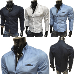 Herren Freizeit Business Hemden Langarm Oberteile