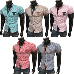 Herren Freizeit Business Hemden Kurzarm Oberteile