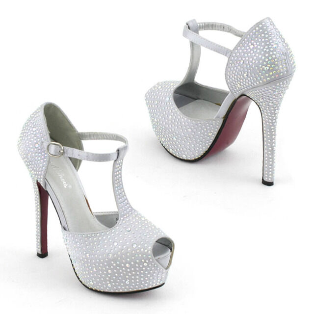 Damen Pumps High Heels Schuhe Glitzeroptik