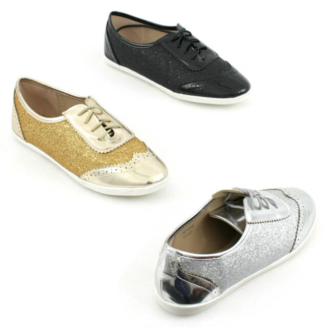 Damen Freizeit Schuhe Sneaker Glitzer Lack