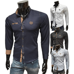 Herren Freizeit Business Hemden Langarm Oberteile