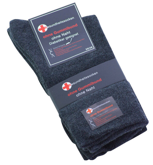 Diabetikersocken Unisex ohne Gummibund & ohne Naht - 3er Pack