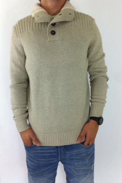 Modische Herren Winter Strickpullover Pullover Sweater mit Knopfleiste Soul Classic