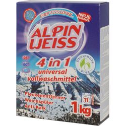 Waschmittel,Vollwaschmittel, washing powder ALPINWEISS 4in1 1 Kg Karton Verpackung
